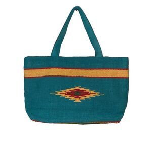 Karma Living Women's SOUTHWESTERN Hand Bag Purse Teal With Native Tribal Design